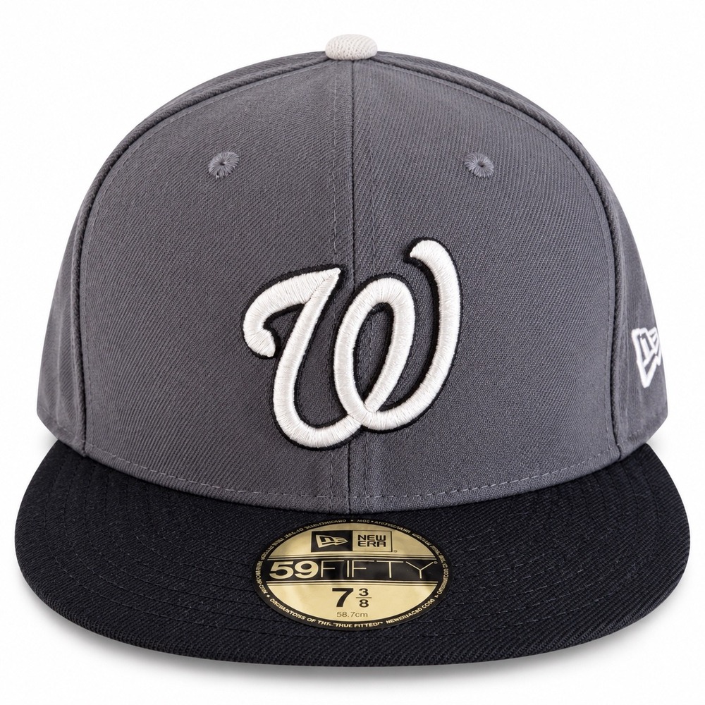 New Era 59FIFTY Washington Nationals Fitted 7 3/8 Gray Navy Risque Embroidered